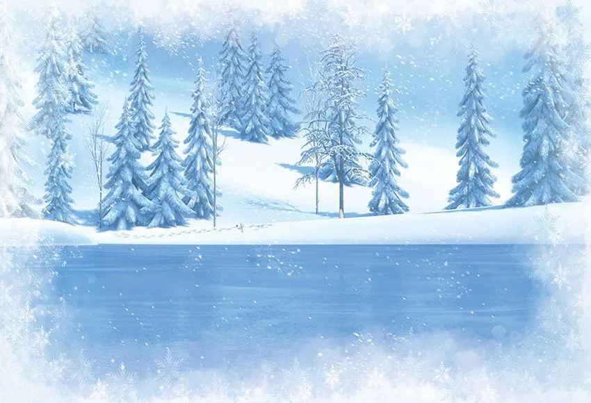 Toile de fond d'hiver Monde de neige blanc fantastique pour les vacances de Noël HJ02092-E