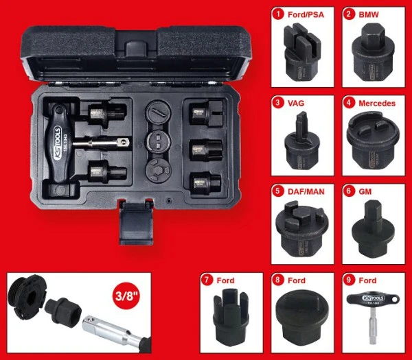 KS Tools Jeu de profils spéciaux pour service d'huile 3/8" pour bouchons de vidange d'huile en...