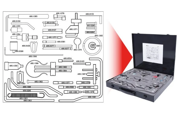Jeu d'outils de calage moteur KS Tools pour PSA 49 pièces 400.1350 se fournir à bas prix