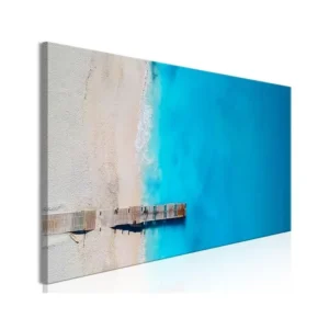 Tableau Sea and Wooden Bridge (1 Part) Étroit Blue : Taille - 135 x 45 cm