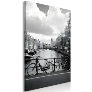Tableau Villes Bikes On Bridge (1 Part) Vertical : Taille - 80 x 120 cm