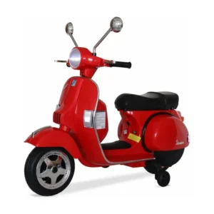 Vespa rouge PX150. scooter électrique pour enfants 12V 4.5Ah. 1 place avec autoradio