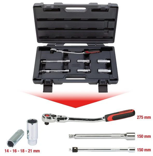 KS Tools Kit d'entretien pour bougies d'allumage CHROMEplus 3/8" 7 pièces 918.0607 commander à...