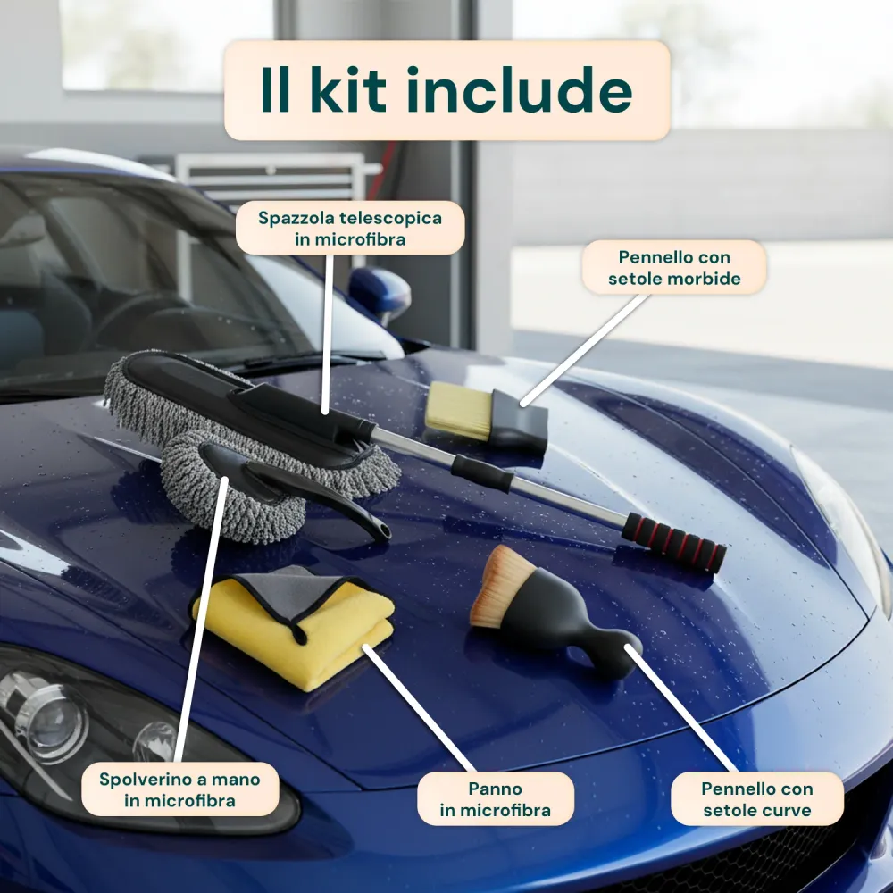 Kit Pulizia Completo 5 Pezzi – Spazzola, Pennelli e Panno Microfibra pour bricoleur averti
