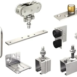 Kit garniture à déplacement droit pour porte 300 kg avec bouchon doseur