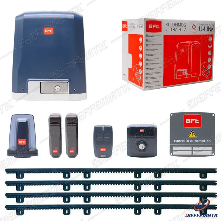 Professionnel Kit Cancello Scorrevole Bft R925266 00002 Deimos Bt A400 24V + 4 Mt Cremagliera