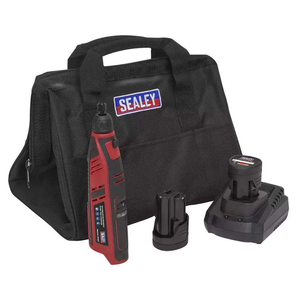 Sealey CP1207KIT 12V Portable Multipurpose Rotary Tool & Engraver Kit 49pc 2 x Batteries & Charger