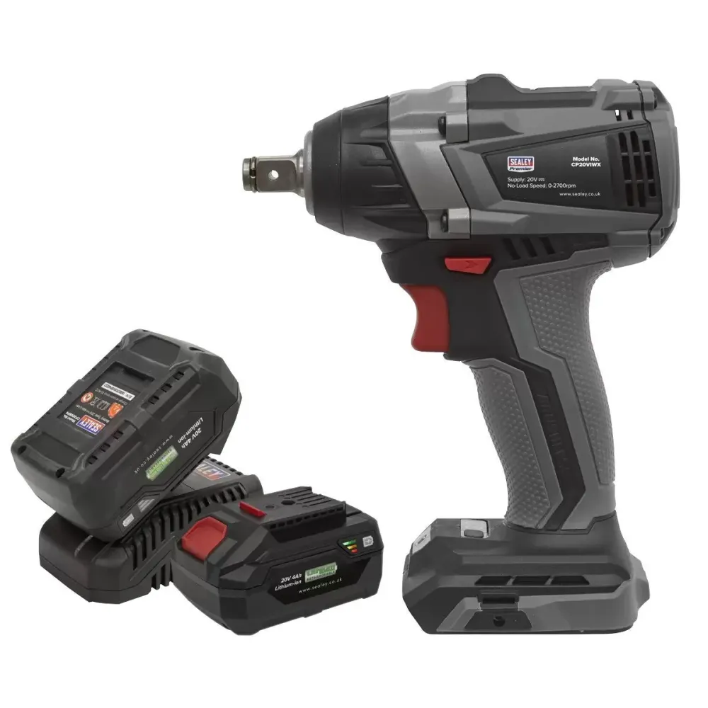 Sealey CP20VIWXKIT 20V Brushless Impact Wrench Kit 1/2"Sq Drive 2 x 4.0Ah Battery & Charger Bag Compatible avec systèmes ABS