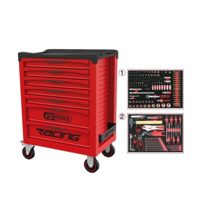 Servante RACING 7 tiroirs équipée de 184 outils - KS TOOLS - 855.7184 avec action longue durée