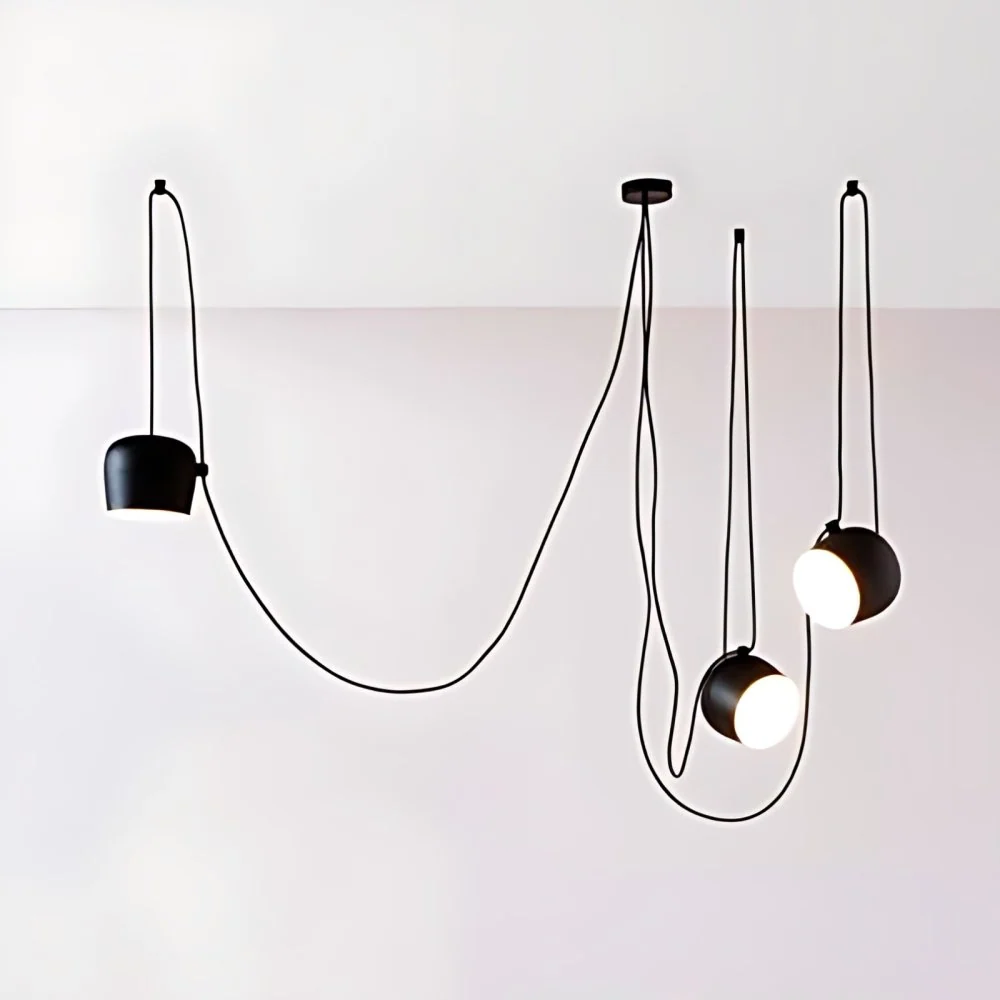 Kit de suspension Swag en métal, suspension tendance à 3/4 têtes en noir/blanc avec cordon réglable pour tout-terrain