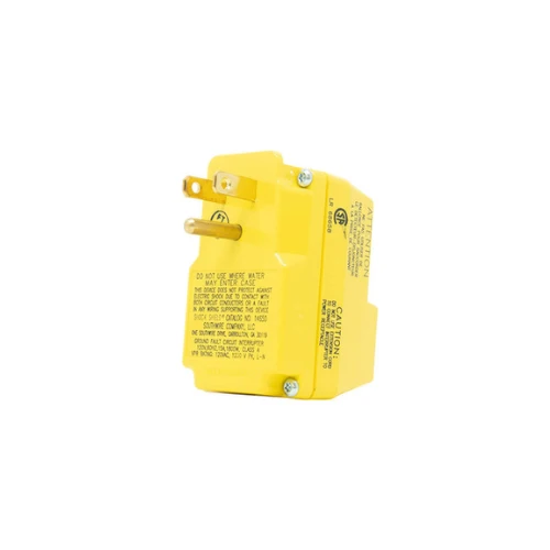 120V 15A Unique Outlet Right Angle GFCI Adapter Yellow 14650013-6 (Pack 6)
