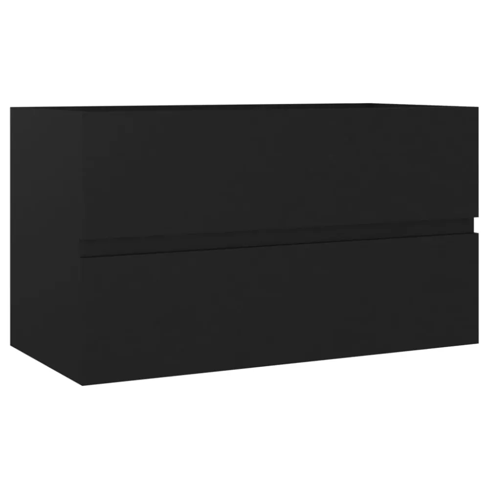Armoire d'évier avec lavabo intégré 80 x 38,5 x 45 cm noir aggloméré 02_0006511
