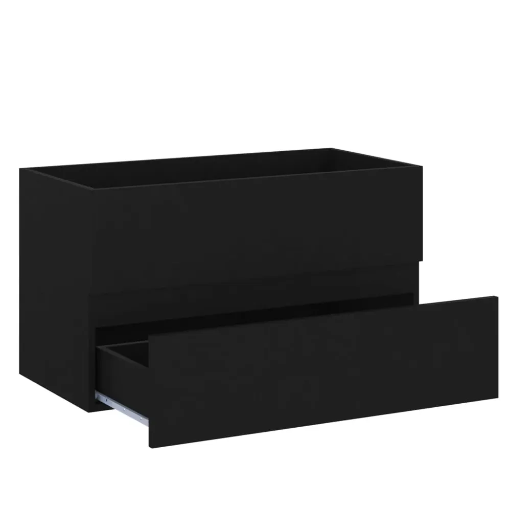 Armoire d'évier avec lavabo intégré 80 x 38,5 x 45 cm noir aggloméré 02_0006511