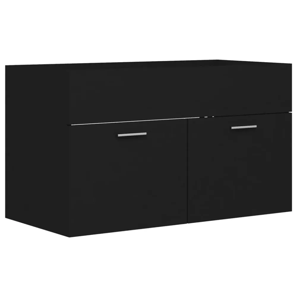 Armoire d'évier avec lavabo intégré 80 x 38,5 x 46 cm noir aggloméré 02_0006516