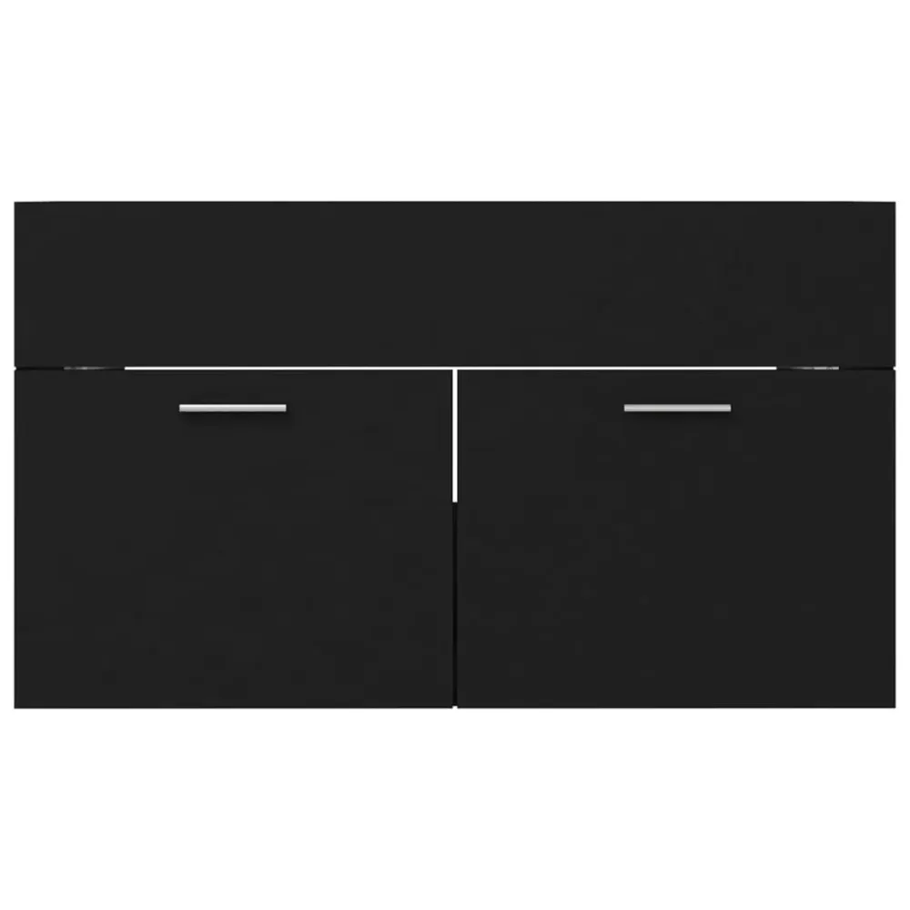 Armoire d'évier avec lavabo intégré 80 x 38,5 x 46 cm noir aggloméré 02_0006516