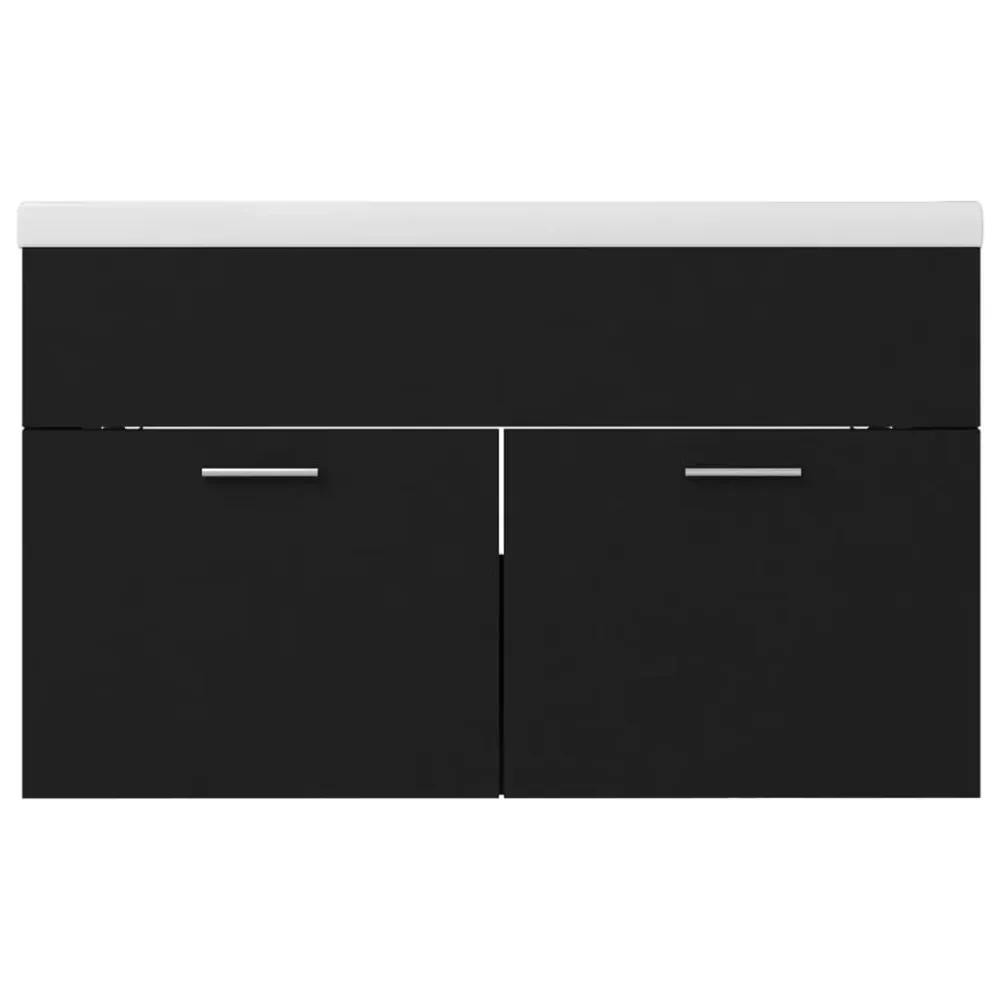 Armoire d'évier avec lavabo intégré 80 x 38,5 x 46 cm noir aggloméré 02_0006516