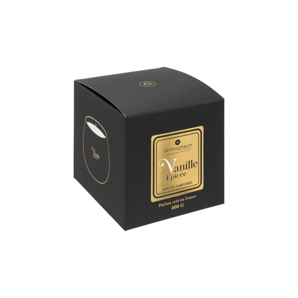 Atmosphera 400g Arlo Spicy Vanilla Scented Candle Glass Noir jais