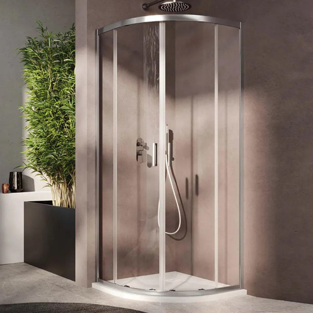 Cabine de douche semi-circulaire Loop 90x90 en aluminium et verre voir à travers anticalcaire Smart Clean