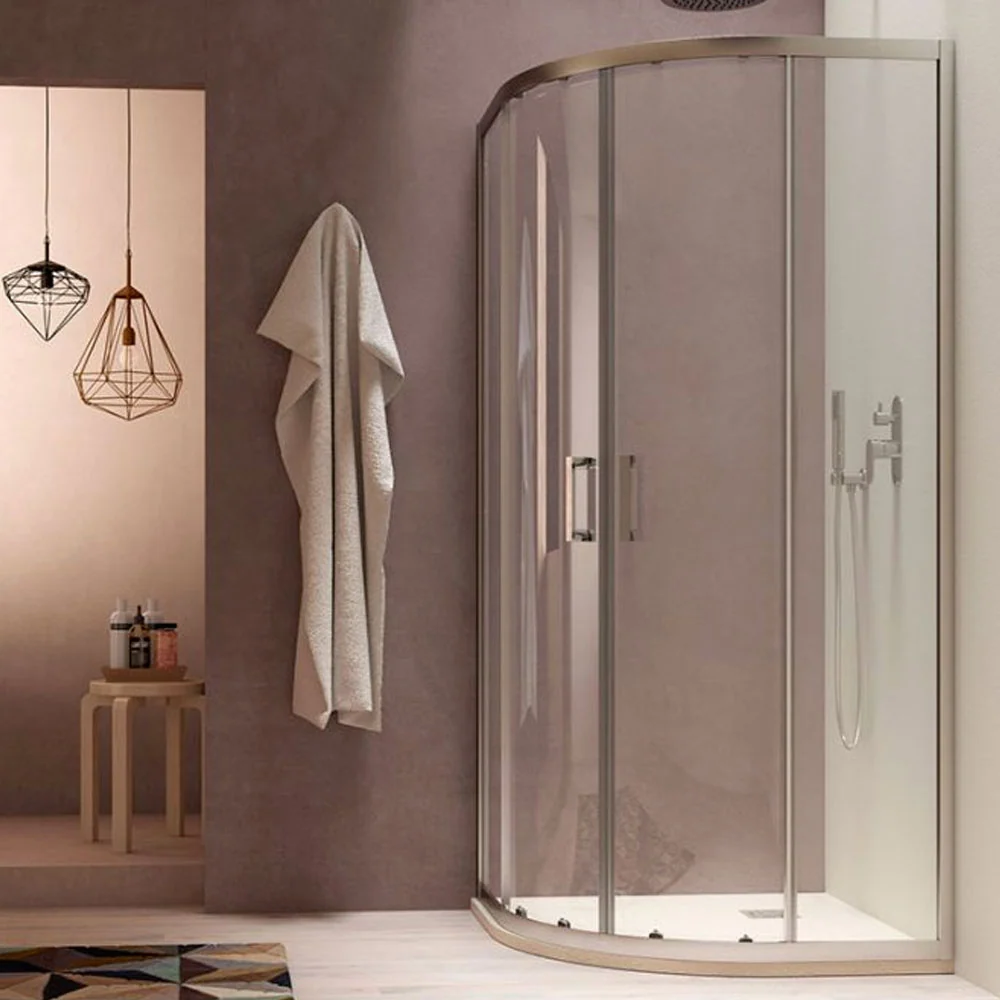 Cabine de douche semi-circulaire Loop 90x90 en aluminium et verre voir à travers anticalcaire Smart Clean