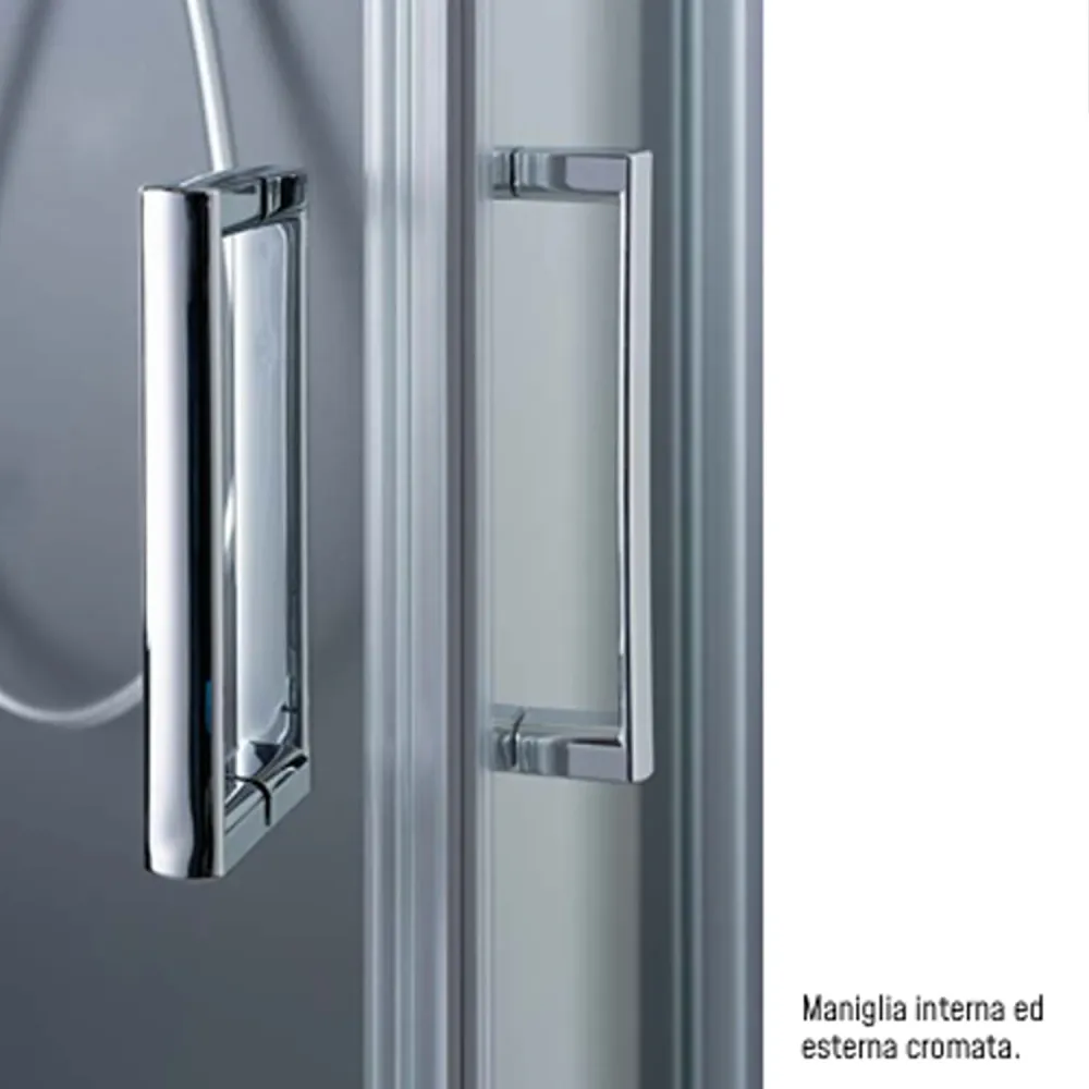 Cabine de douche semi-circulaire Loop 90x90 en aluminium et verre voir à travers anticalcaire Smart Clean