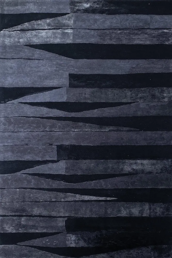 Mismatch Black Contemporain Viscose Rug