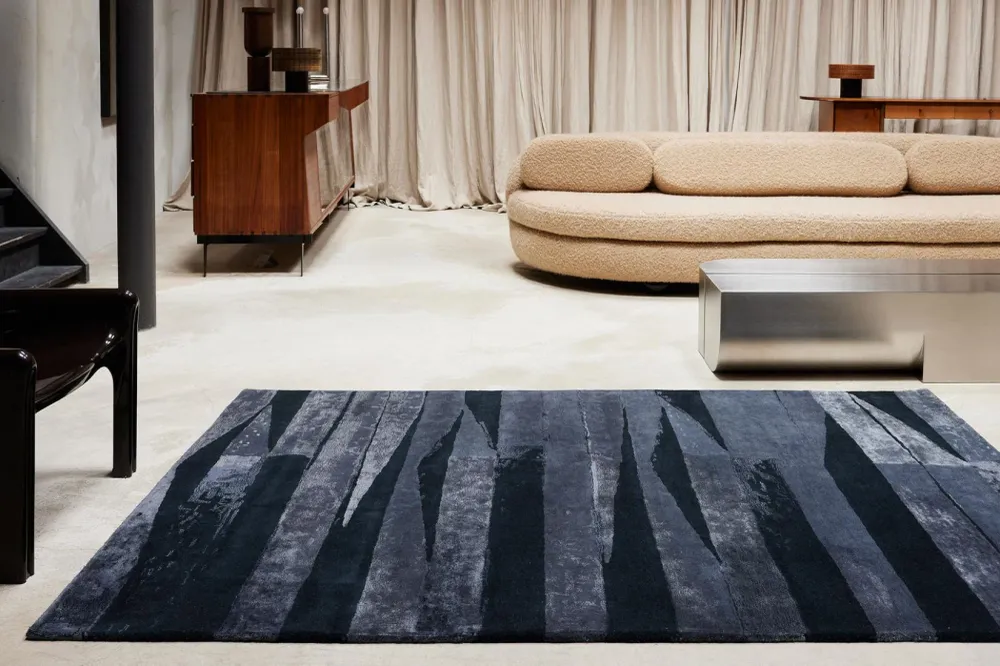 Mismatch Black Contemporain Viscose Rug