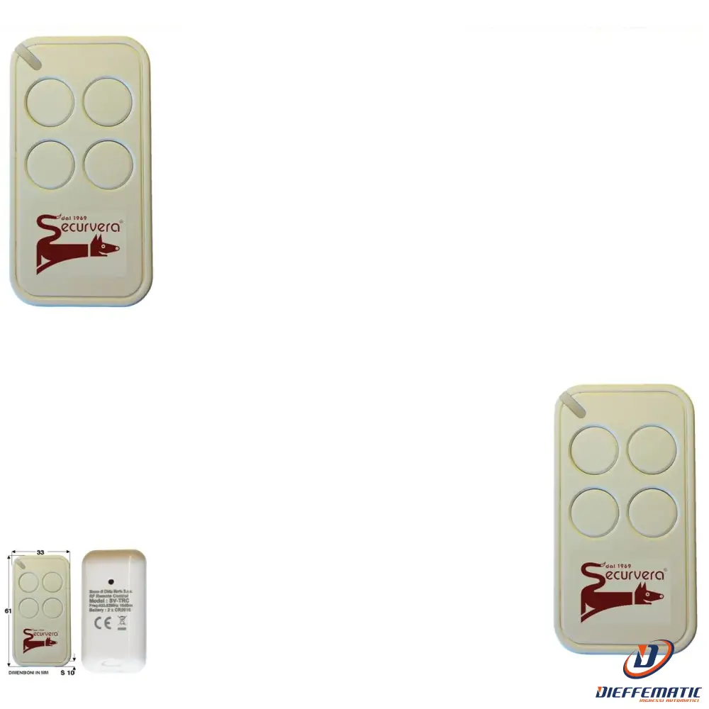 2 Radiocomandi 4 Canali Codice Univoco Rolling Code Securvera Sv-Trc2Rc4Csc