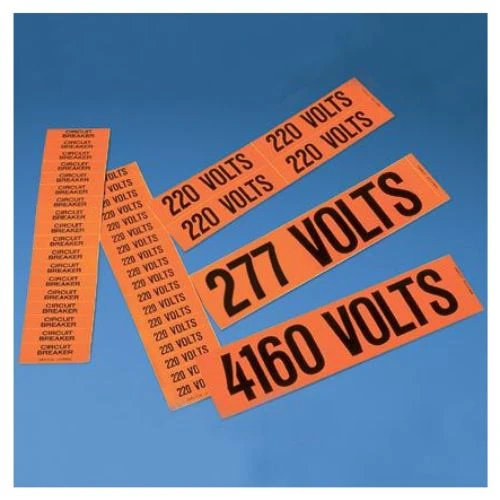 Voltage Marker Vinyl 208 Volts Noir jais Orange PCV-208BY (Pack 5)