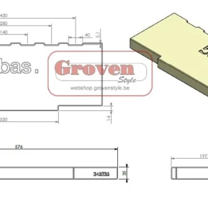 BARBAS - 345235 Betonkeramiek ACHTERWAND MET Logo BOX 65 Unilux 6 65 Unilux 7 65 pierre en béton arrière