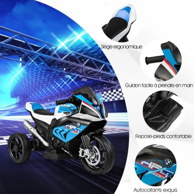 Bmw moto électrique 6v pour enfants 3-8 ans 3 km/h usb musique lumineux cadeau impeccable noël pour enfants bleu 20_0006654