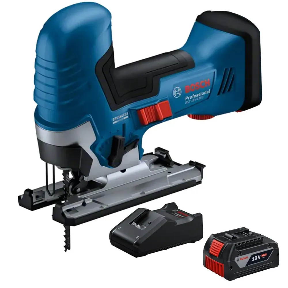 Bosch GST 18V-125 S 18V Brushless Jigsaw 1 x 4.0Ah Battery & Charger