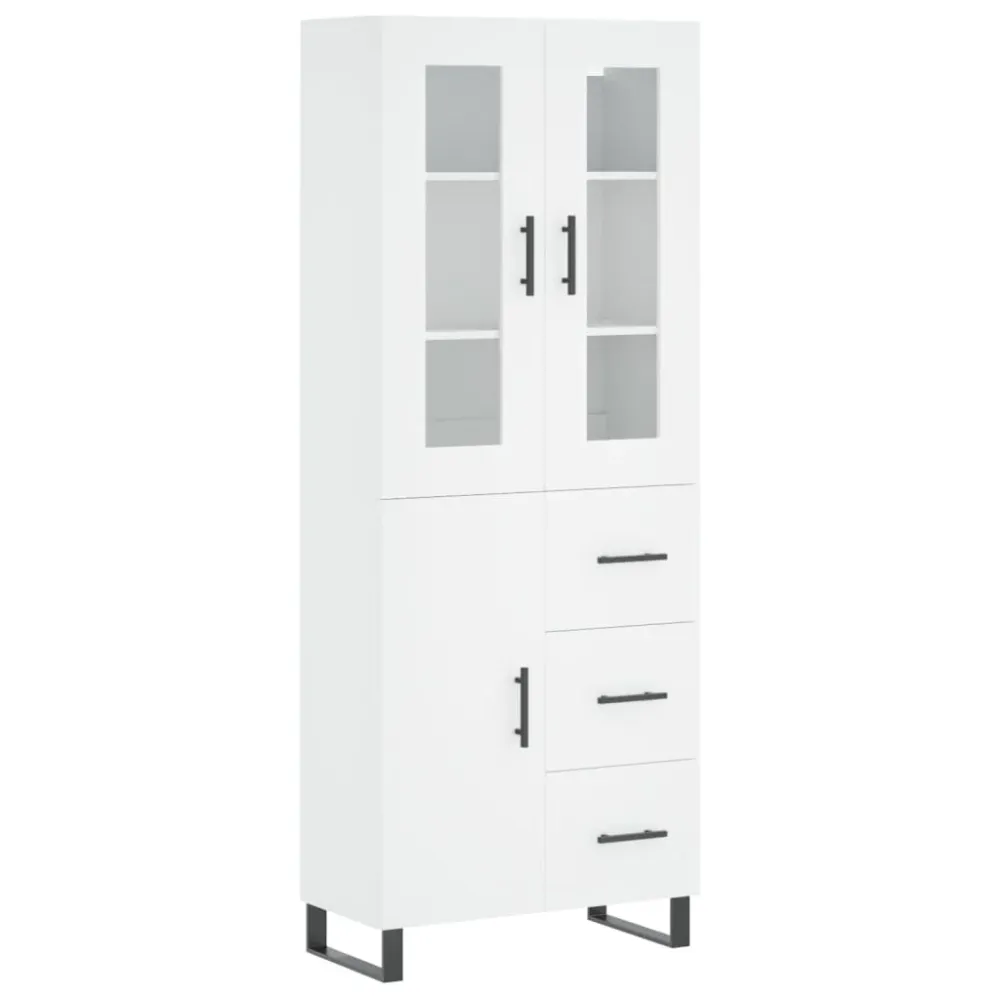 Buffet bahut commode armoire meuble de rangement organisateur cuisine salle de séjour salon haut 69,5 x 34 x 180 cm bois d...