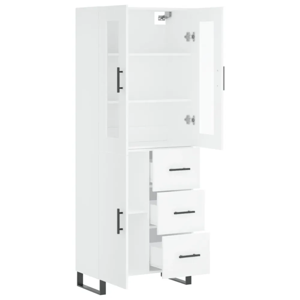 Buffet bahut commode armoire meuble de rangement organisateur cuisine salle de séjour salon haut 69,5 x 34 x 180 cm bois d...