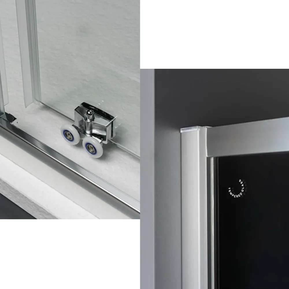 Cabine de douche d'angle rectangulaire 70x80 modèle Loop avec verre cachant texturé anticalcaire SmartClean