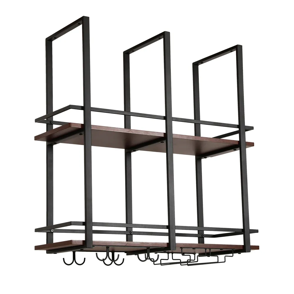 Casier à vin suspendu métal 80 x 30 x 85 cm MDF noir 03_0009193
