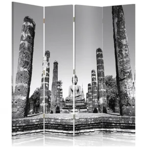 Paravent budda siakjamuni 4 volets - 145 x 180 cm - 2 faces R° V° + rotation 360°