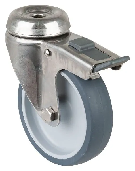 Rouleaux d'appareil en acier inoxydable BS avec frein largeur 28 mm Ø100 mm jusqu'à 60 kg surface en cao...