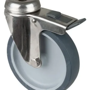 Rouleaux BS pour appareil en acier inoxydable avec frein largeur 28 mm Ø125 mm jusqu'à 70 kg surface en caoutchou...