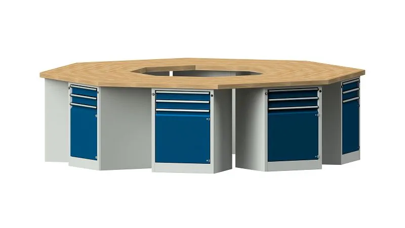 Établis ANKE Établi de équipe exemple 802 VG 3266 x 3018 x 900 mm RAL 7035/5010 BMP 50 mm 440.704 obtenir à bas prix