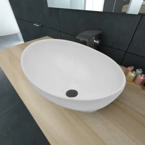 Vasque en forme ovale Céramique 40 x 33 cm Blanc WVGQ2690