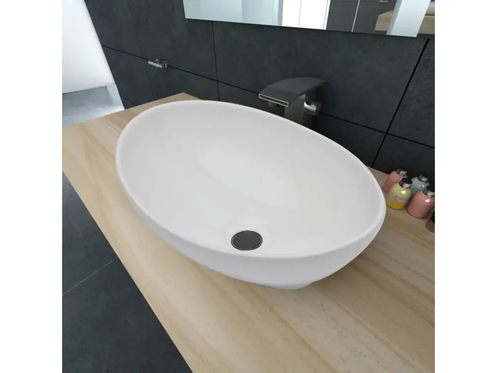 Vasque en forme ovale Céramique 40 x 33 cm Blanc WVGQ2690