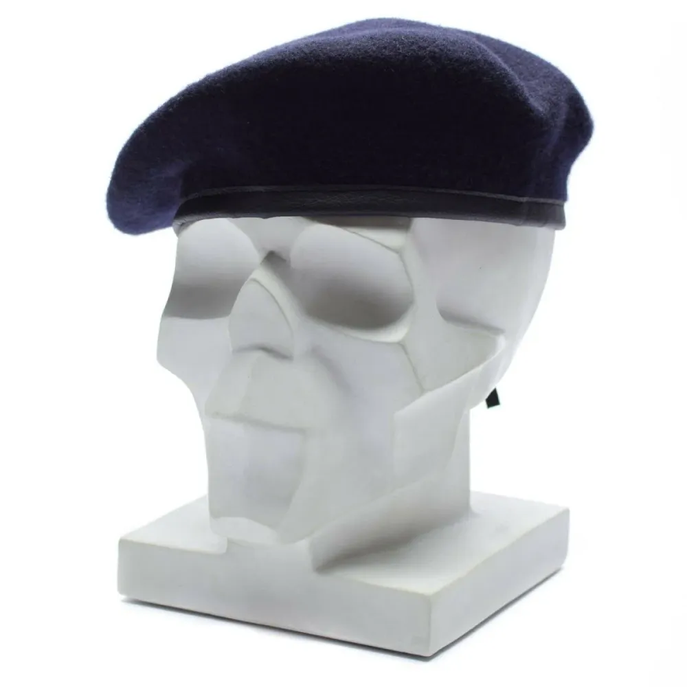 Véritable béret bleu noir de l'armée allemande, casquette de commandement militaire en laine