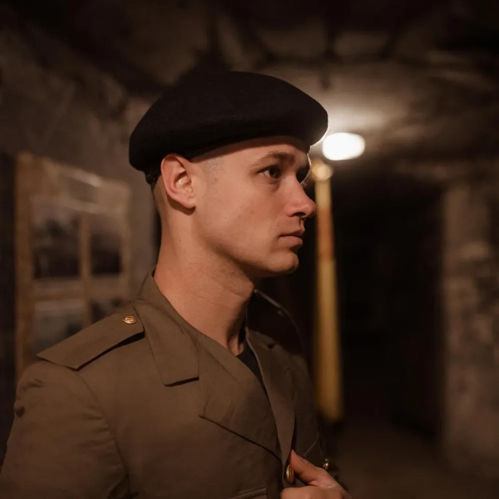 Véritable béret bleu noir de l'armée allemande, casquette de commandement militaire en laine