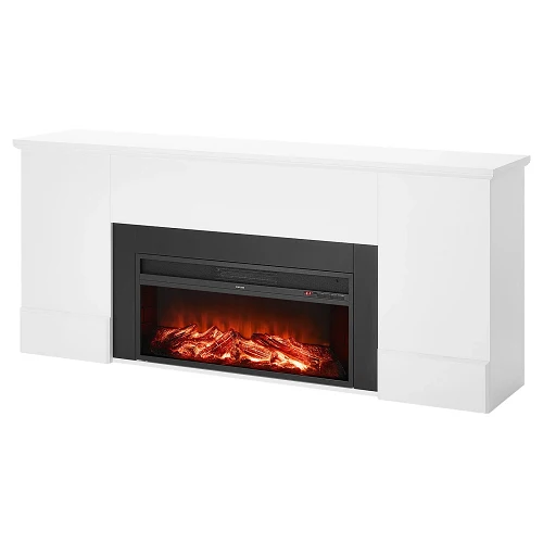 75-Inch 1500W Freestanding Electric Fireplace Stove Heater Remote Control Blanc pur
