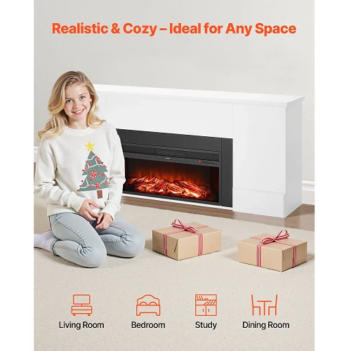 75-Inch 1500W Freestanding Electric Fireplace Stove Heater Remote Control Blanc pur