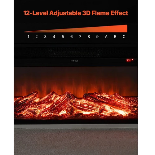 75-Inch 1500W Freestanding Electric Fireplace Stove Heater Remote Control Blanc pur
