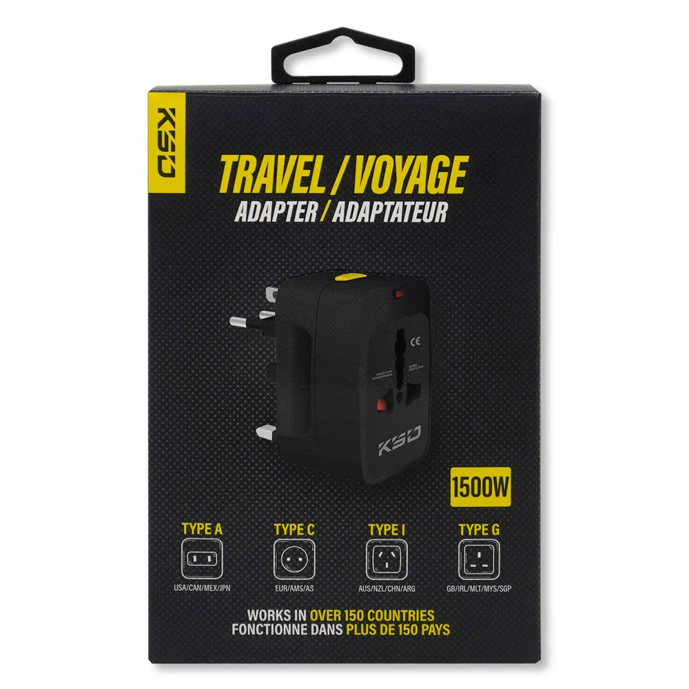 Adaptateur de voltage de voyage qui agit dans plus de 150 pays, 1 500 W pour transport d'équipement