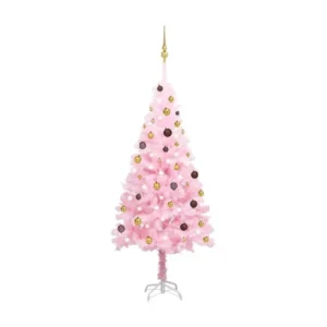 Arbre de Noël artificiel avec LED et boules Rose 180 cm VINYLE pour stockage extérieur