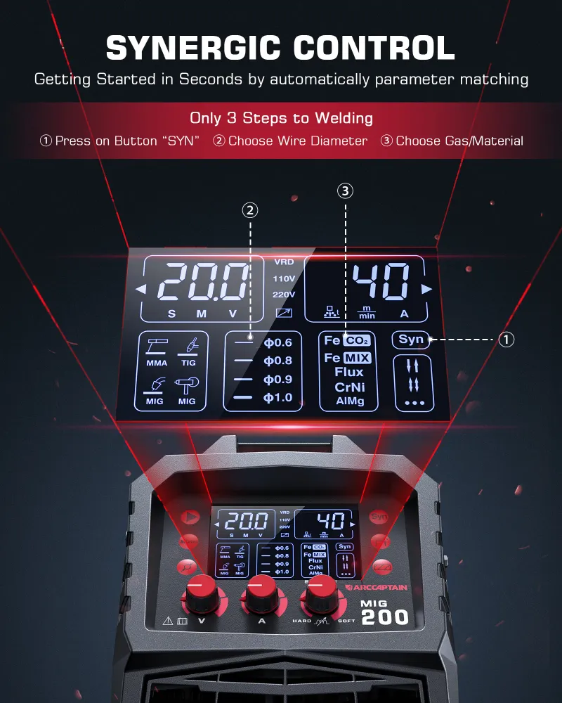 Arccaptain MIG200 Multi-process MIG Welder Jumeau Voltage Wholesale Welding Machine