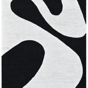 Black White Hand Tufted New Zealand Laine Rug